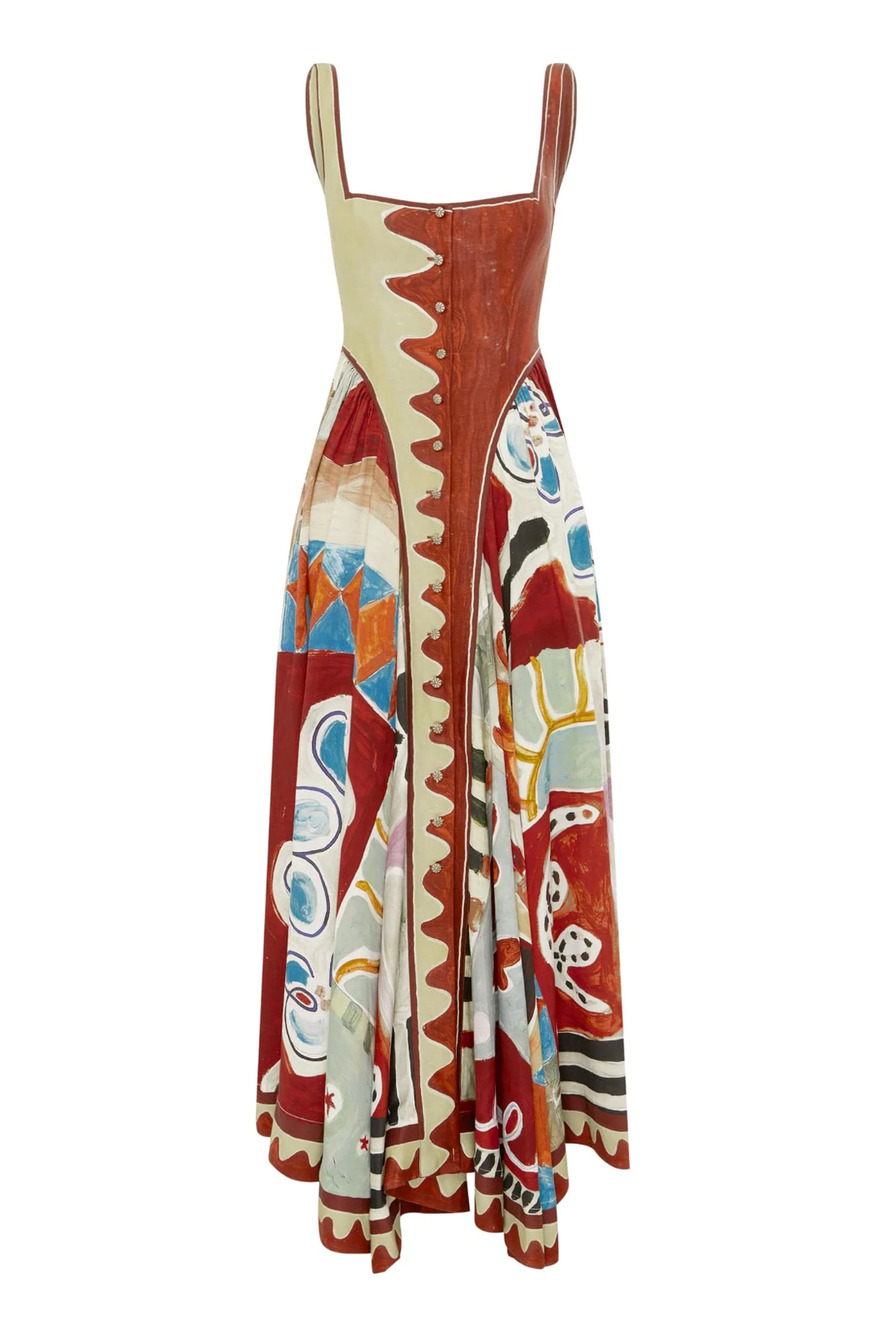 Alemais michelle square neck midi dress